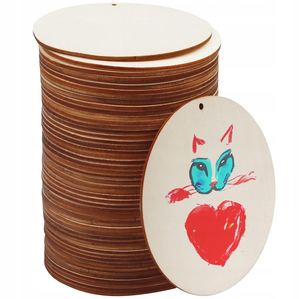 Wooden circle made of plywood with a hole 100 PCS Plywood for decorating a circle 8 cm