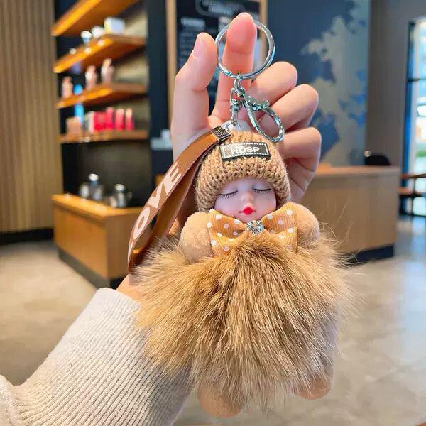 

Брелок для спящей куклы из натурального меха лисы