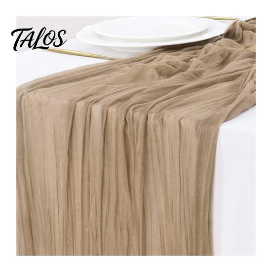 Eleganter Tischläufer für Geburtstage Mullläufer, Rustikal Boho 35 x 118 Zoll Besondere Anlässe Einfarbige Knitteroptik Hochzeitsparty Braut
