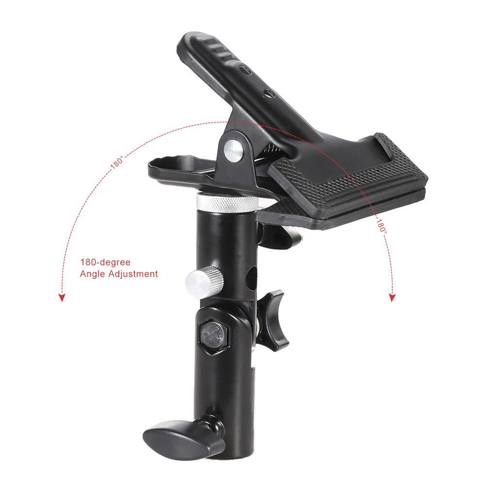 Metal Clamp Clip Holder with 5 8 Light Stand Attachment 1 4 To 3 8 Screw Mount Swivel Adapter for Photo Studio