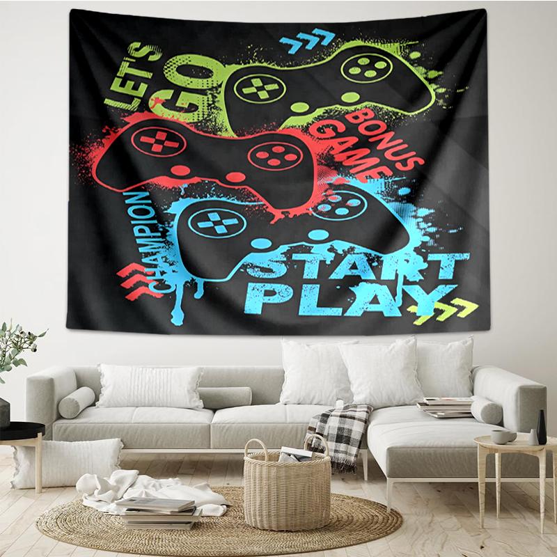Game-Controller Print Tapestry, Backdrop, Easy Setup, Ideal for Bedroom, Office & Living Room, with Aesthetic Wall Hanging Decor.