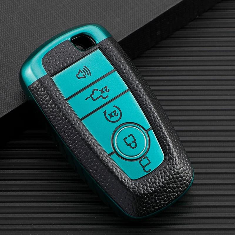 

For Ford Fusion Mustang F-150 F-250 F-350 F-450 F-550 - Tpu Leather Car Remote Key Case Cover Keyless Fob Shell Holder