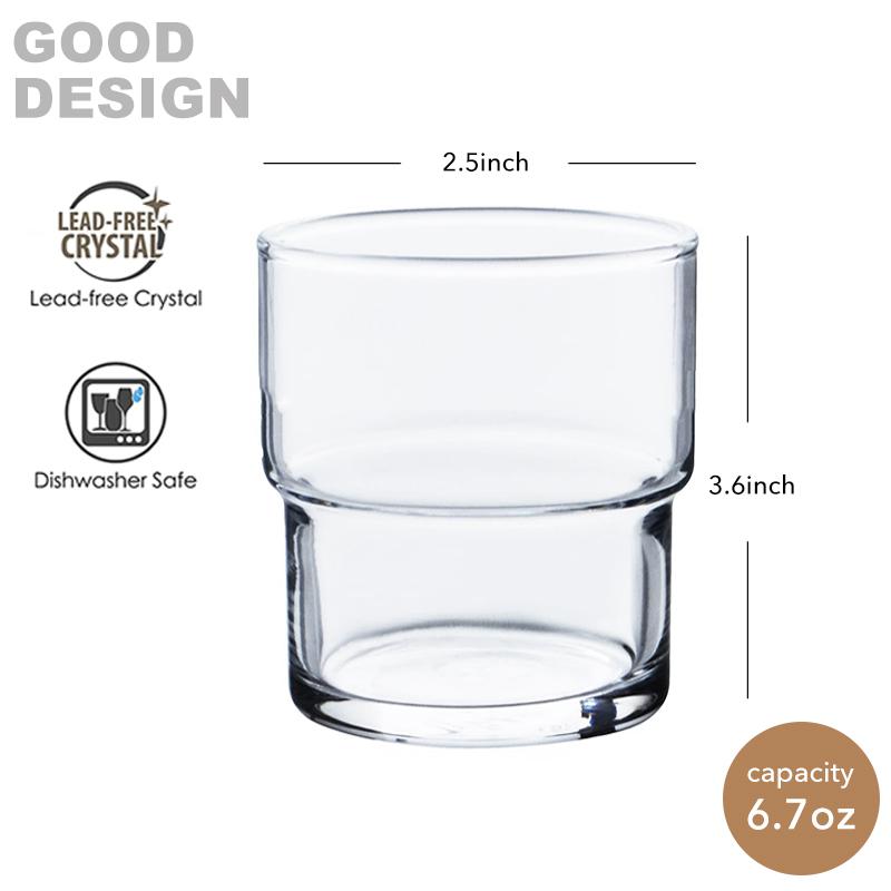 Drinking Glasses,Clear Water Glasses Set of 6,Stackable Drinking Glass Cup Glassware for Milk,Juice,Mojito,Beer,Dishwasher Safe