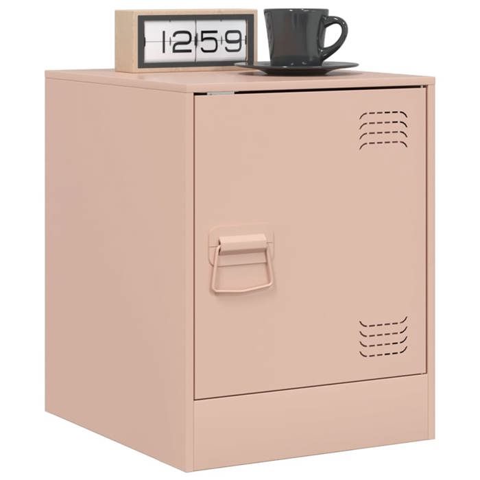 VidaXL Tables de chevet 2 pcs rose 34,5x39x44 cm acier, armoire, meubles de chambre, support téléphonique, armoire 841610