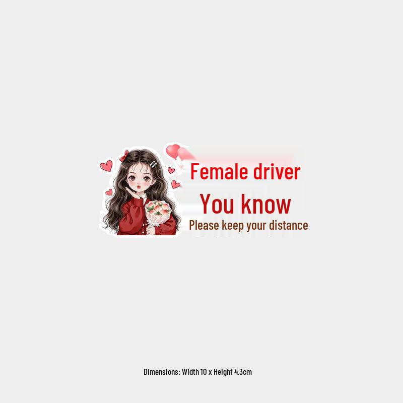Creative Female Driver Warning Sticker for Rear Windshield