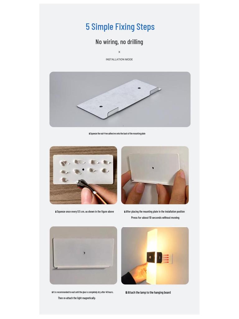 USB Rechargeable LED Wall Lamp with Infinite Dimming and Motion Sensor