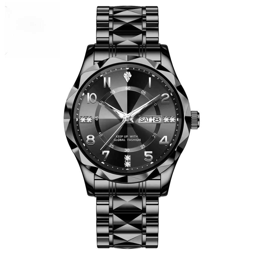 Men Quartz Watch Waterproof Date Week Luminous Wristwatch Stainless Steel Watch Business Clock