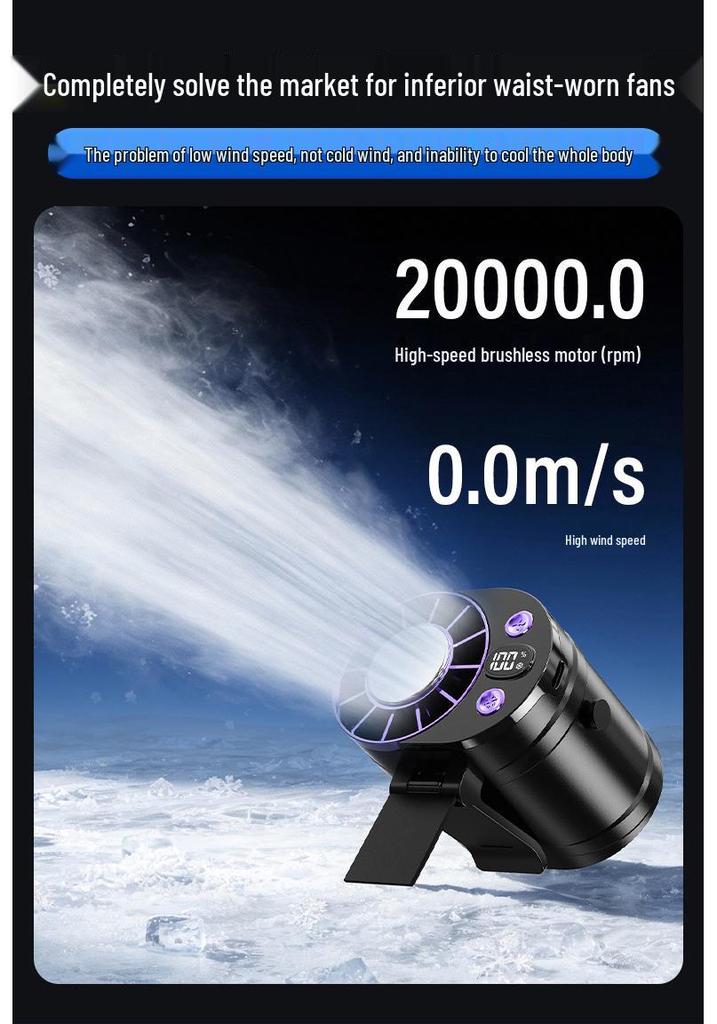 2026 Portable Waist & Neck Hanging USB Fan for Outdoor Camping & High-Temperature Workplaces