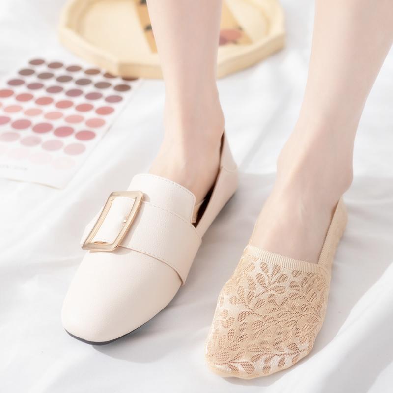 Summer Ultra-thin Low-cut Breathable Invisible Lace Boat Socks Sexy Non-slip Silicone Shallow Socks for Women