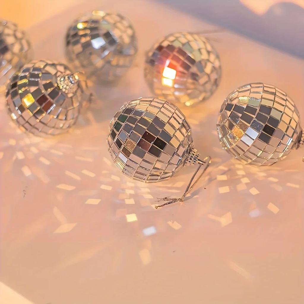 6pcs-Reflective Mirror Ball Glass Disco Ball Laser Ball Cake Decoration Party Decoration Wedding Decoration Christmas