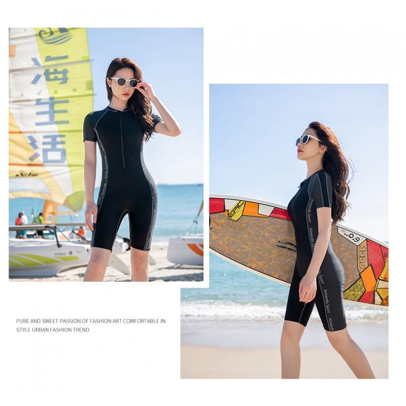 Womens Plus Size High-Waisted Full Coverage Swimsuit With Built-in Pad High Elastic Quick-Dry Nylon Pool Swimming