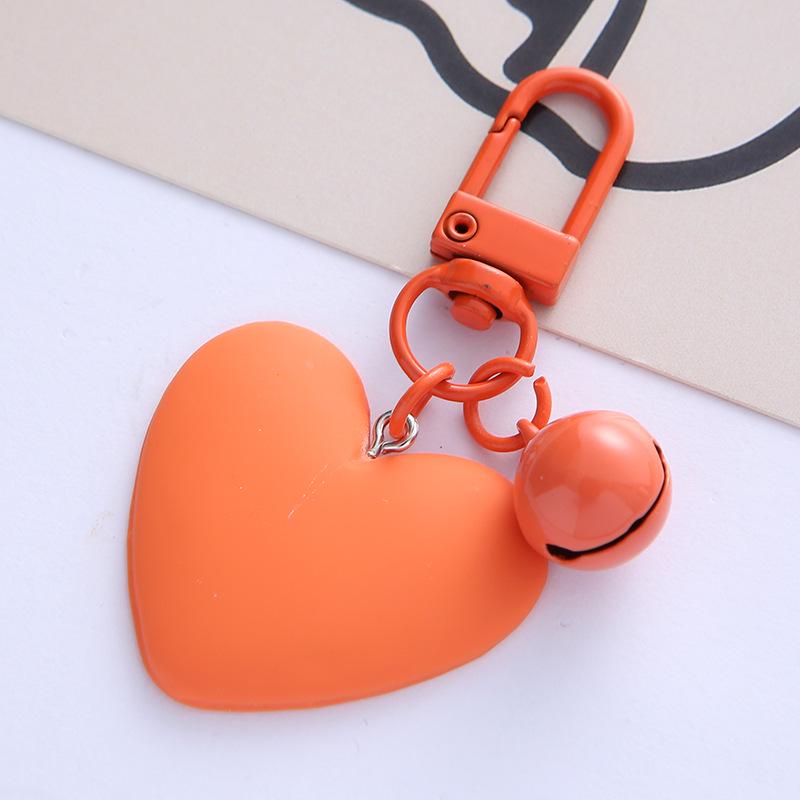 Candy Heart Bell Keychain: Cute Peach Heart Earphone Case Pendant