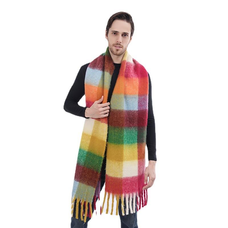Imitation Cashmere Scarf for Women Winter  Men's Scarf  Autumn and Winter Thick Wool Tassel  Versatile New Plaid Scarf