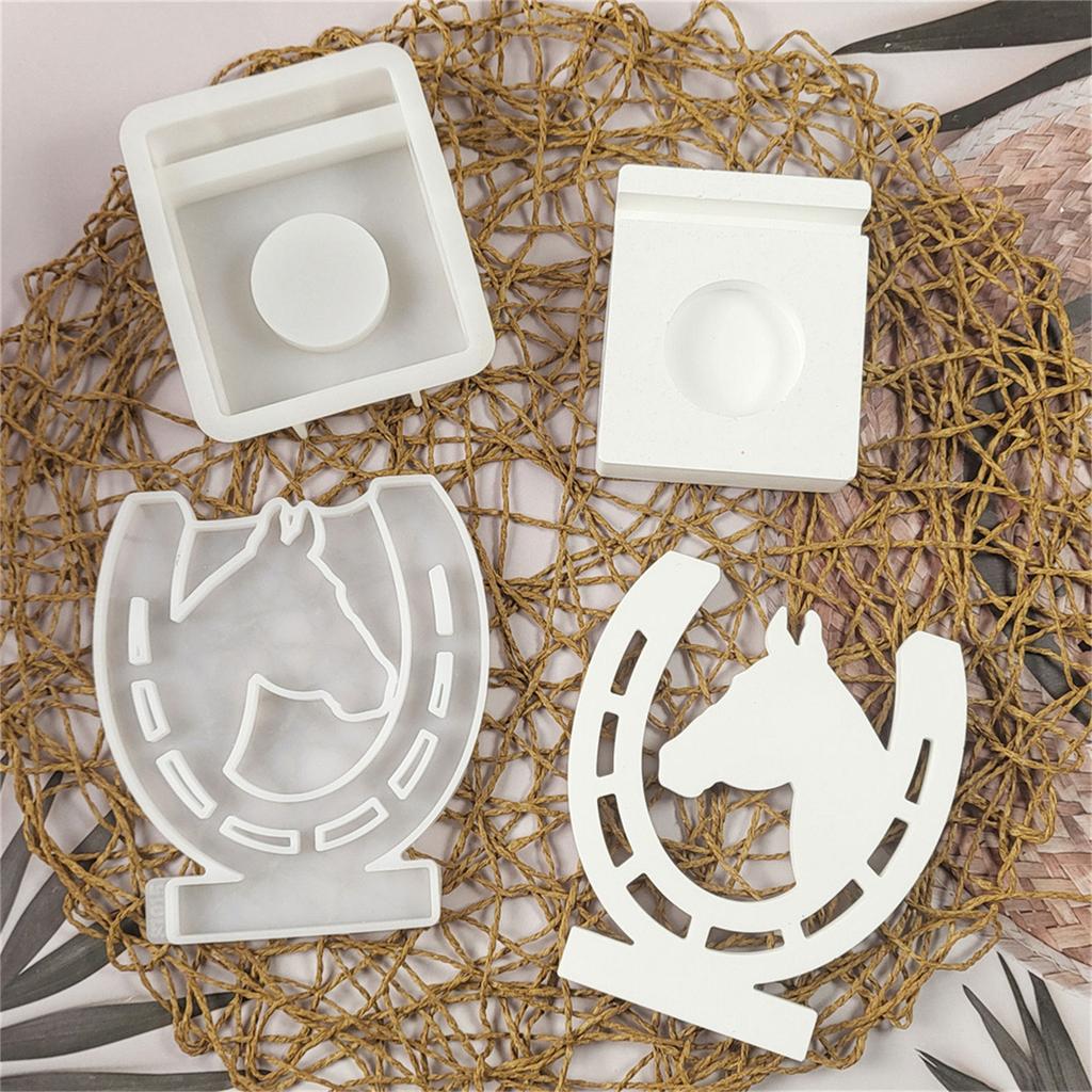 Gypsum Candlestick Silicone Mold Candle Base Mould Horse Head Candle Holder Mold Ornament Home Decoration Mould