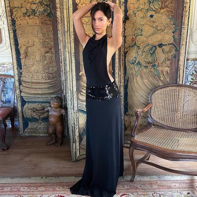 Halter Pleated Dress Evening Dress