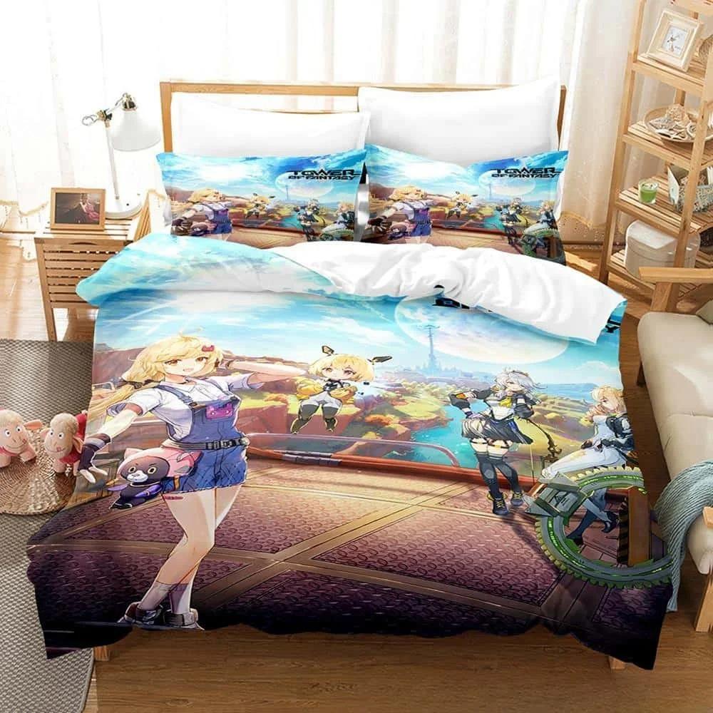 3D Printing Game Tower of Fantasy Anime Bedding Set Single Twin Full Queen King Size Bed Set Adult Kid Bedroom Duvetcover Sets