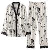 Pajamas Ladies Summer Silk Ice Silk Long Sleeve Homewear Simulation Silk Spring and Autumn Thin Skinny Suit