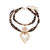 European and American Jewelry, Sweet and Cool Spice Girl Style Exaggerated Big Love Pendant Necklace, Sexy Leopard Print CCB Collarbone Chain