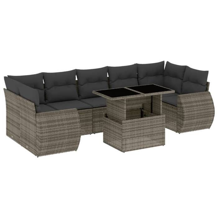 VidaXL Salon de jardin 8 pcs avec coussins gris résine tressée 3268410