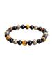 Triple Protection Natural Stone Beads Bracelet Tiger's Eye for Courage Obsidian for Grounding & Pyrite for Wealth Health Jewelry