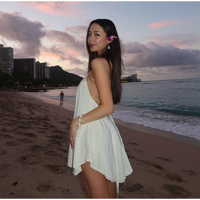 LYRIA Sexy Party Off Shoulder Dresses Women's Elegant Sleeveless Hollow Out Beach Dress Backless High Street Lady Summer Vestidos