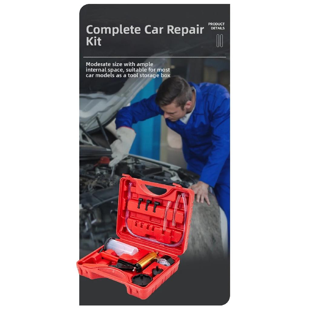 Portable Brake Bleeder Kit Durable Aluminum 2 In 1 Brake Fluid Drain Kit Manual With Gauge Vacuum Pistol Pump Tester