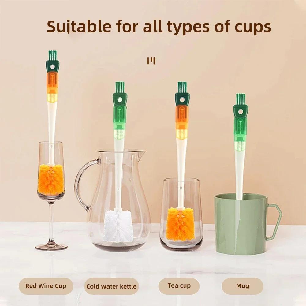 1-8PCS Multifunctional 5-in-1 Long Handle Bottle Brush for Cleaning Thermos Baby Bottle Nipples Straw Cup Cleaner Cleaning Tools