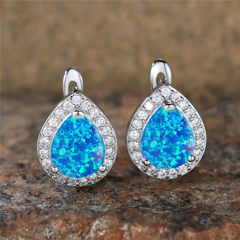 

Boho Женские белые огненные опаловые клипсы-серьги Винтажные капли воды Свадебные украшения для женщин