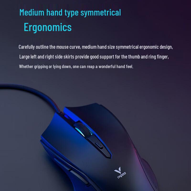 Rapoo V20S Wired Ergonomic Gaming Mouse