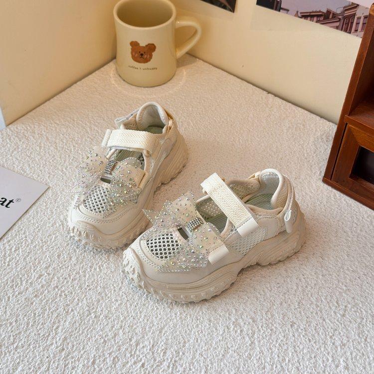 Girls' Sports Bag Head Sandals 2025 Summer New Single Mesh Hollow Girl Dad Mesh Shoes Breathable Middle and Old Children