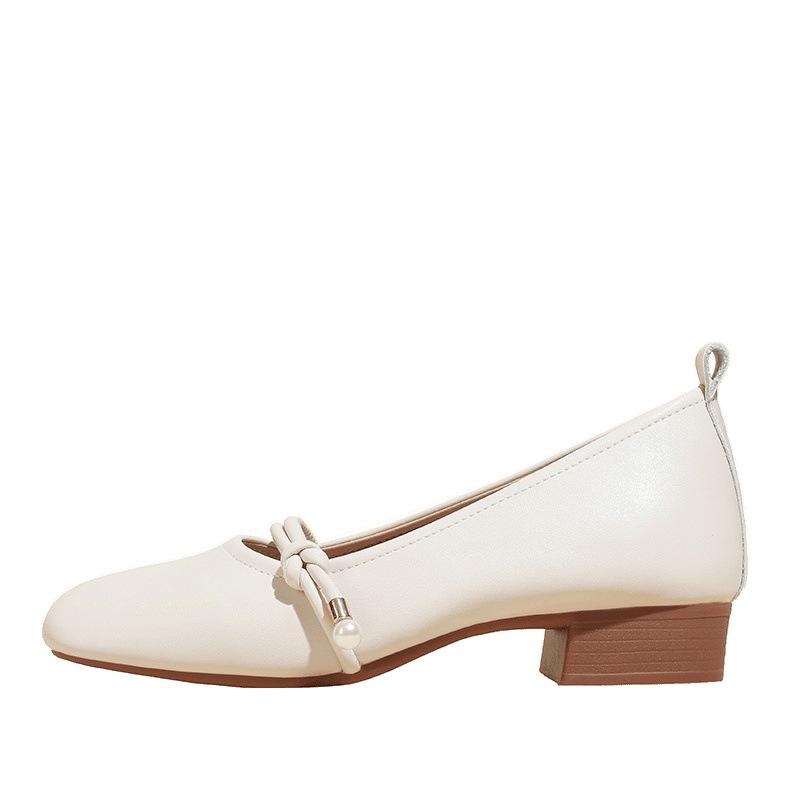 Inner heightening single shoes women's small size 3233 new square head low heel Mary Jane women's grandma shoes single shoes