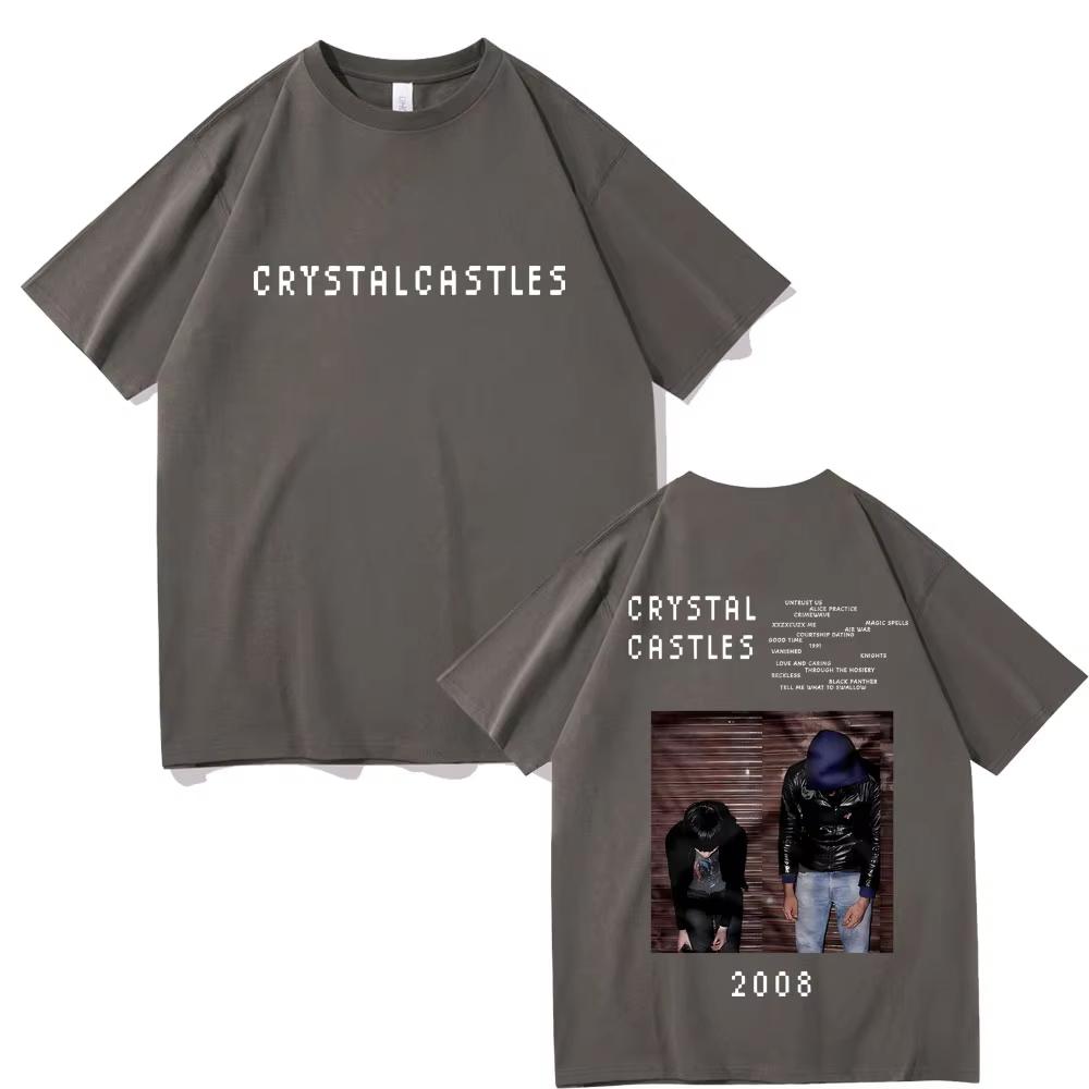 Crystal Castles Double Sided Printed T Shirts Men Women Hip Hop Rock Oversized Tshirts Male Gothic T Shirt Mens Vintage Tshirt