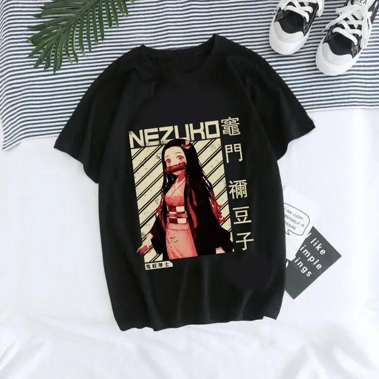 Japanisches Anime Demon Slayer T-Shirt für Damen Kimetsu No Yaiba Nezuko T-Shirt Weiblich Tanjirou Kamado Grafik y2k Kleidung Oberteile