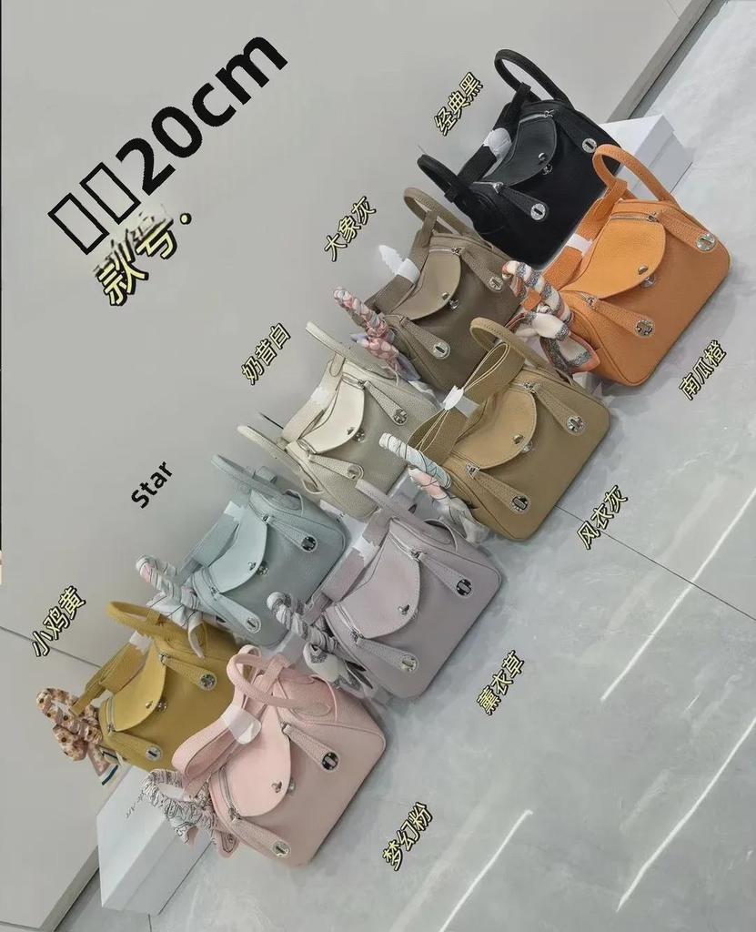 Bags 2024: New Women's Genuine Leather Lindy One-Shoulder Handbag & Crossbody Pillow Bag