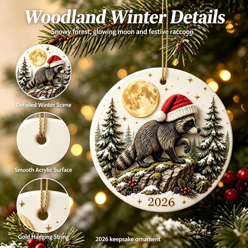 Cute Christmas Tree Pendant 2D Christmas Raccoon Ornament NEW Jimothy Raccoon Ornament Party Decor