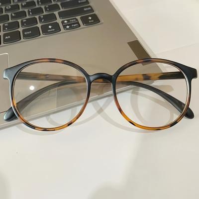 Brille mit rundem Rahmen und klaren Gläsern, Retro-Mode, dekorative Brille, Computerbrille für Damen und Herren