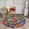 Bohemian Pattern Round Area Rug Flannel Sponge Lightweight Ideal for Bedroom Indoor Outdoor Use Machine Made Mats Decorative