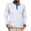 Men's Color Blocked Versatile Long Sleeved Shirt Retro T-shirt Bottom Shirt