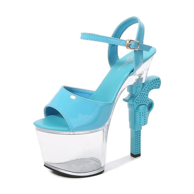 Fashion 17.5cm Super High Heel Sandals Sexy Waterproof Shallow Mouth Thin Heel Back Hollow Pole Dance Stripper Sandals 35-43 NEW