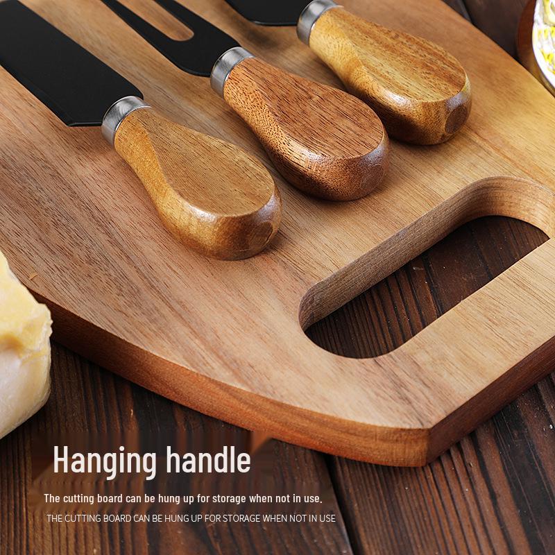 3-Piece Acacia Wood Cutting Board Set - Kitchen & Cheese Boards for Vegetables & Western Steak