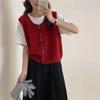 Autumn and Winter New Sleeveless Top Cardigan Vest Retro Candy Buckle Knitted Vest Temperament Age-reducing Sweater Women
