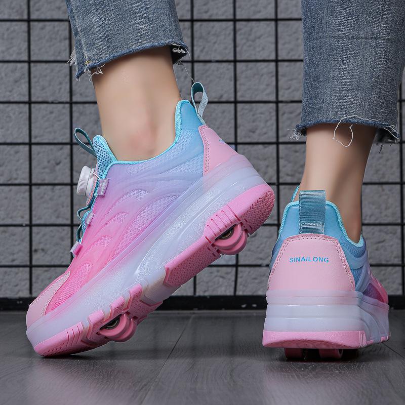Burst runaway shoes four-wheel skating boys luminous two-wheel pulley children colorful