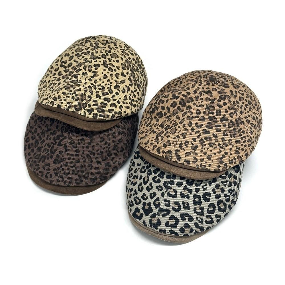 Retro Leopard Print Forward Hat Autumn Winter Adjustable Beret Hat Baseball Cap Newsboy Cap