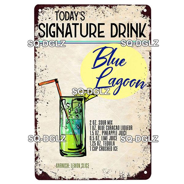 SQDGLZDrink Specials Metal Sign Vintage Plaque Plate Wall Decor For Pub Bar Cocktail Recipes Tin Sign Whiskey Menu Poster