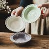 Delicate Lace Taste Plate Solid Color Ceramic Plate Household High-Value Tableware Plate Restaurant Cold Dish Taste Plate
