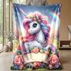 Magical Unicorn with Rainbow Theme blanket Lightweight Warm Flannel Blanket Decorative Throw Blanket for Home Decoration