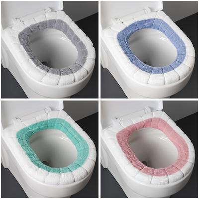 2856B Thickened Plush O-shaped Toilet Cushion Toilet Cushion Cover Fleece-lined Toilet Cover