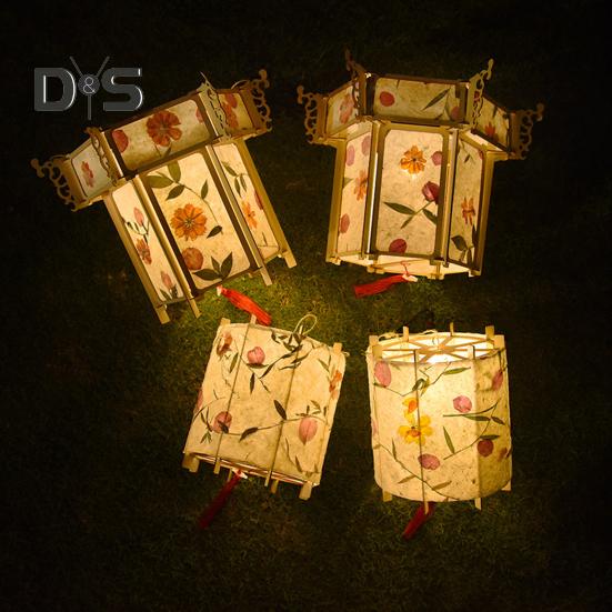 Sada DIY Lucerny Květinová Papírová Lucerna Dřevěná Ručně vyráběná DIY Řemeslná přenosná Svítící novoroční lucerna pro festival poloviny podzimu
