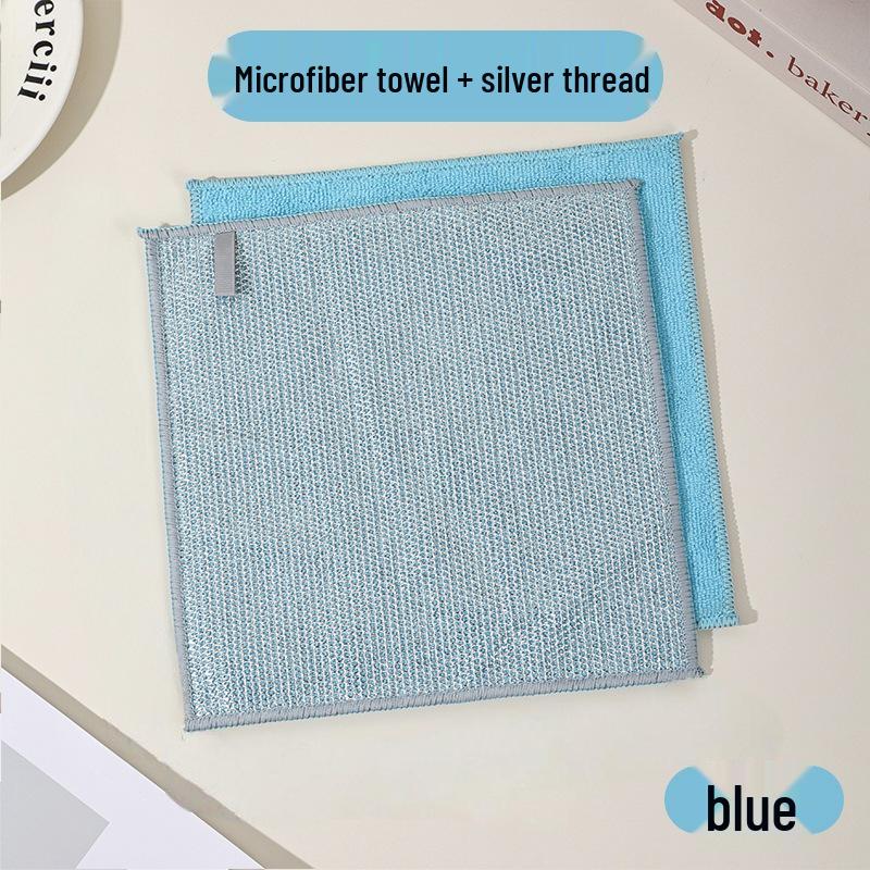 Double-Sided Silver Scouring Pad: Absorbent, Easy-Clean Kitchen Dishcloth