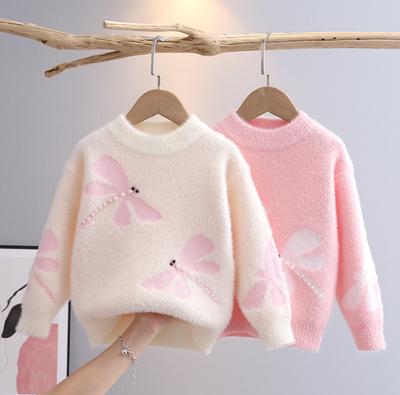 Autumn Winter Children's Sweater Pullover Round Neck Knitwear Mink Down Children's Western Cartoon Long Sleeve Sweaters